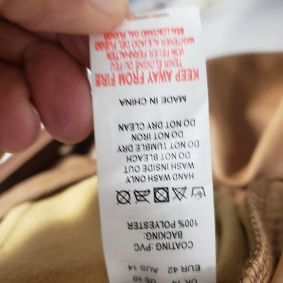 Pretty Little Things Camel Faux Leather Straight Leg Pants Size 10 - Picture 14 of 16